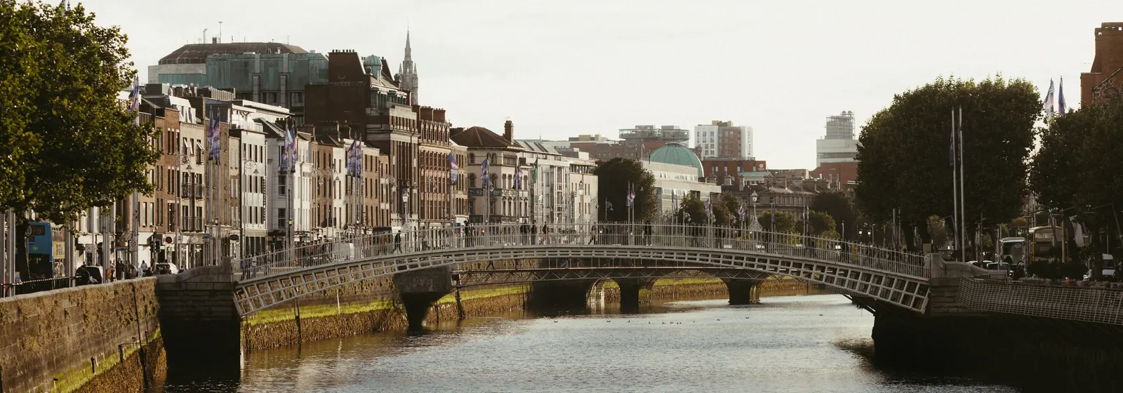 The Ha'penny Bridge over the River Liffey, Dublin