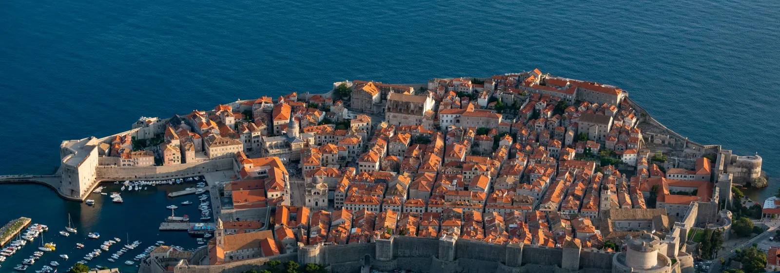 Aerial view of Dubrovnik old town by the sea