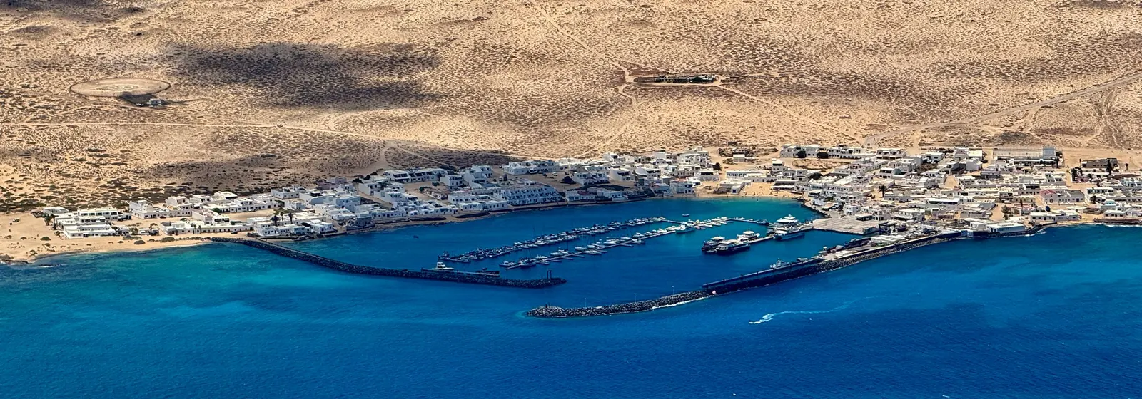 La Graciosa harbour seen from the north of Lanzarote