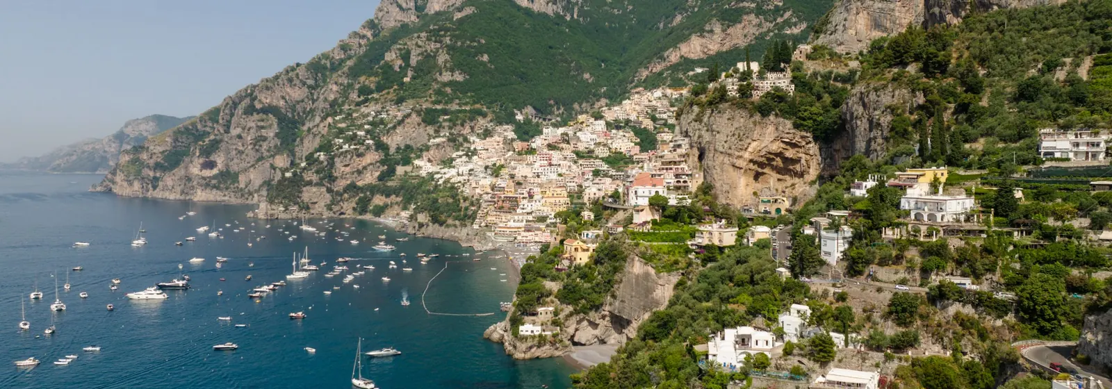 Aerial view of the Amalfi Coast, a drive south of Naples