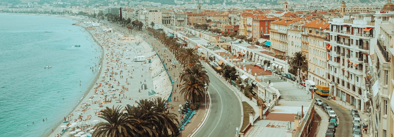 Nice's beach and seafront from the air